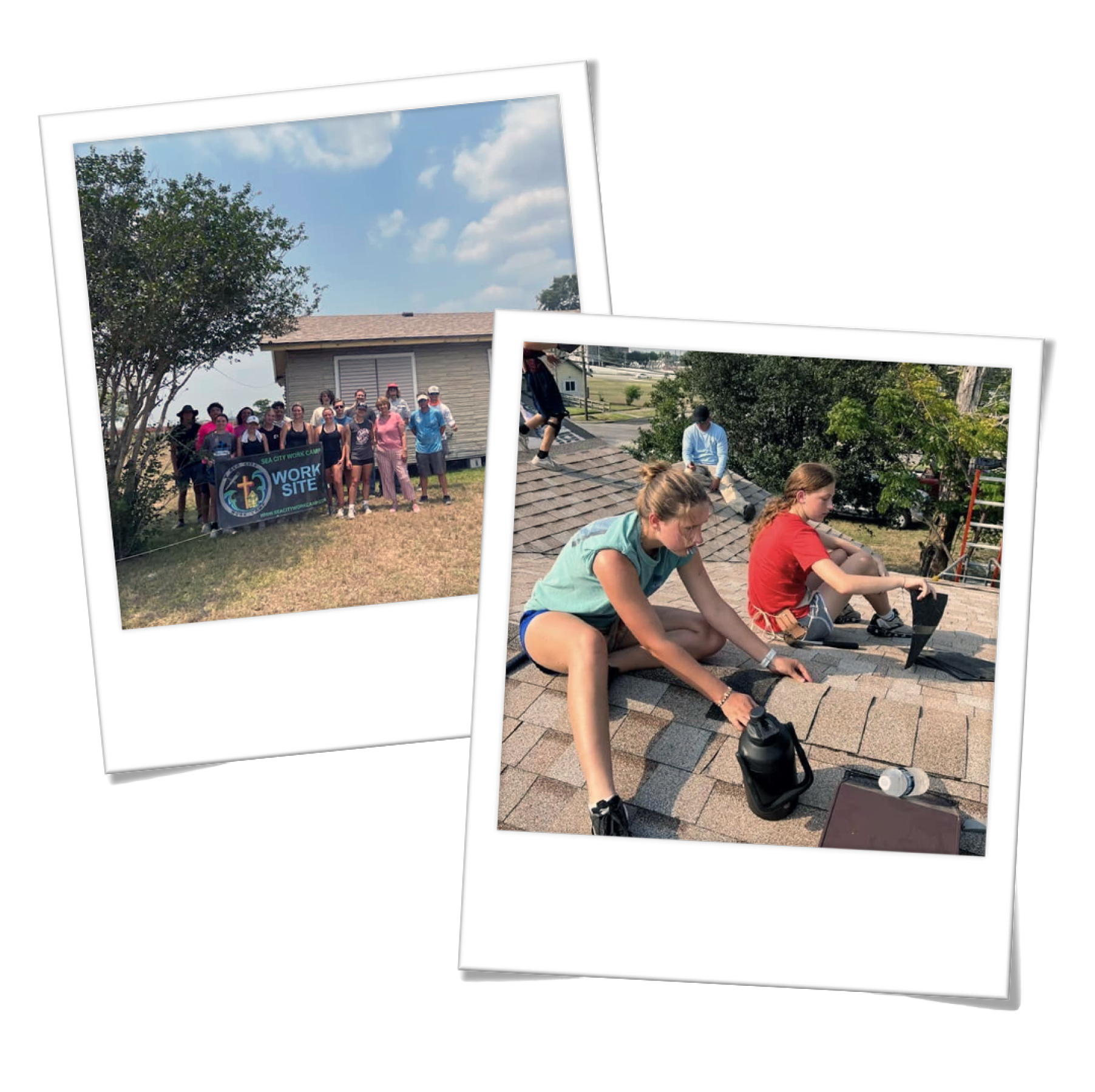 2 Polaroid photos of Youth working