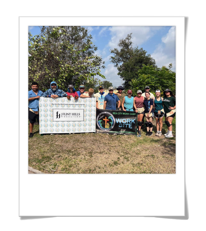 Polaroid photo of a group of youth volunteers